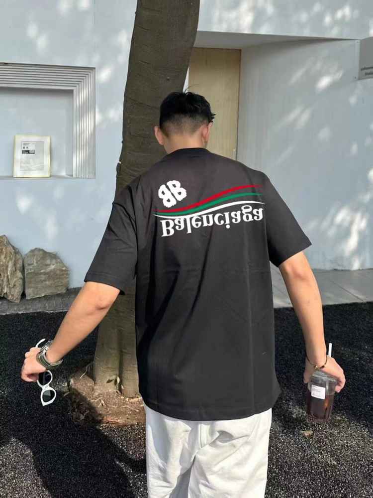 Balenciaga Black Premium Quality Baggy Fit T-shirt-thumb-3