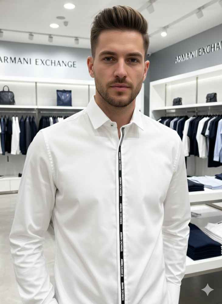 Armani Exchange White Premium Quality Cotton Shirt-3
