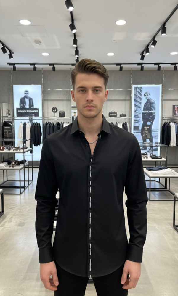 Armani Exchange Black Premium Quality Cotton Shirt-4