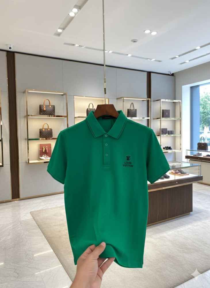 Louis Vuitton Green Embroidery Logo Premium T-shirt-thumb-0
