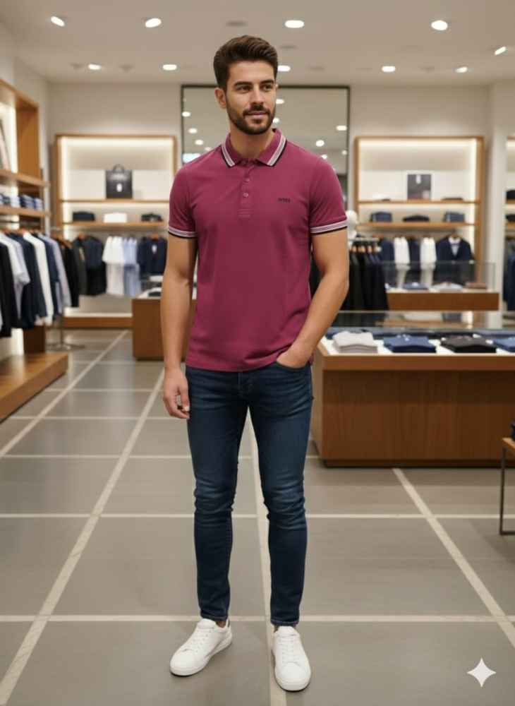 Hugo Boss Dark Pink Premium Quality Tees-thumb-0