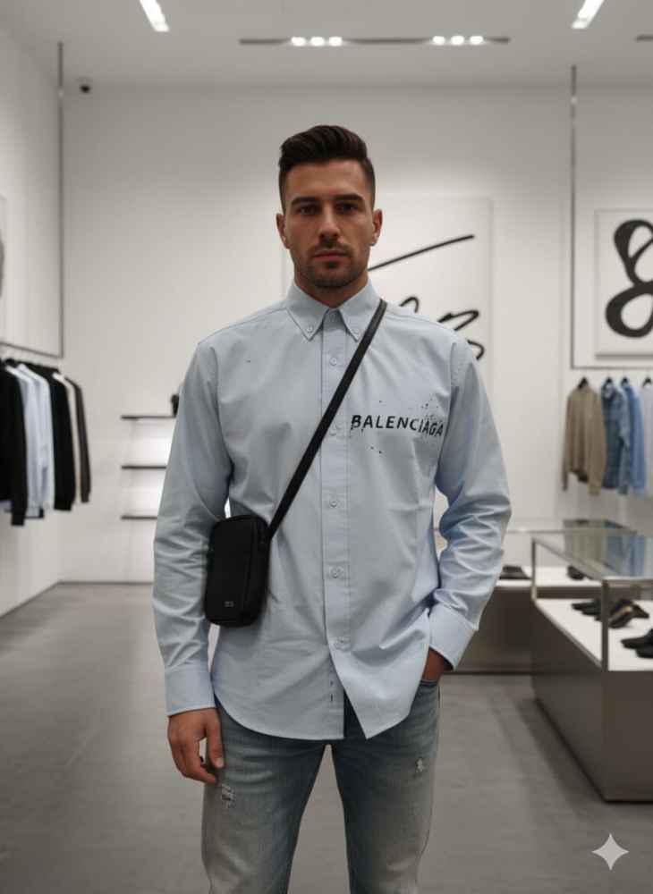 Balenciaga Skyblue Premium Quality Shirt-thumb-0