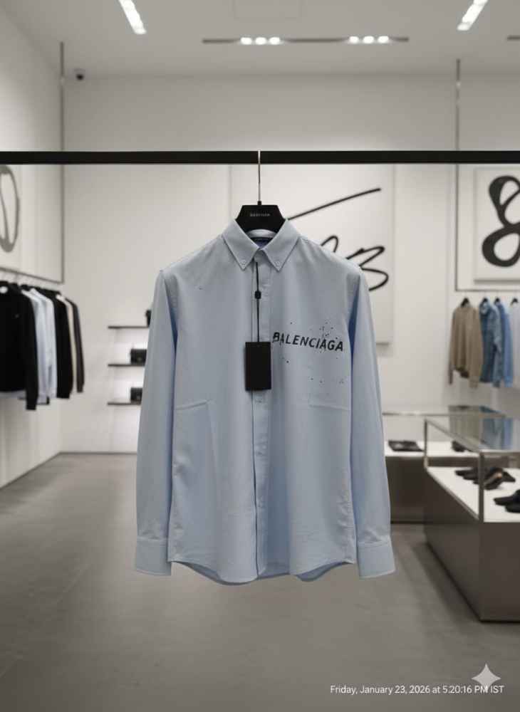 Balenciaga Skyblue Premium Quality Shirt-thumb-3