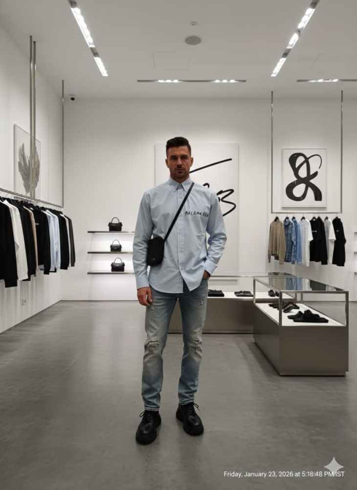 Balenciaga Skyblue Premium Quality Shirt-thumb-2