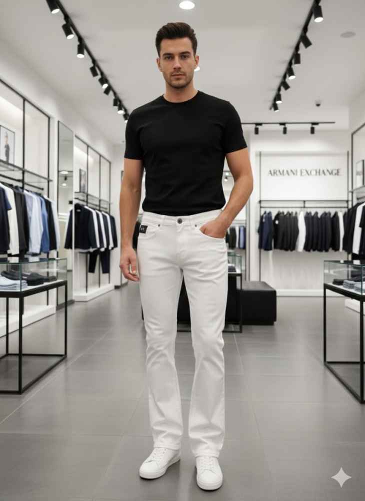 Armani Exchange White Premium Quality Jeans-thumb-1