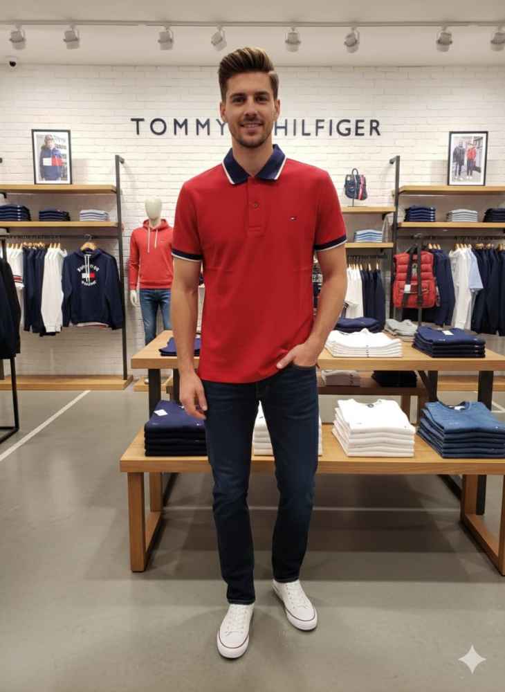 Tommy Hilfiger Red Premium Quality Tees-thumb-0