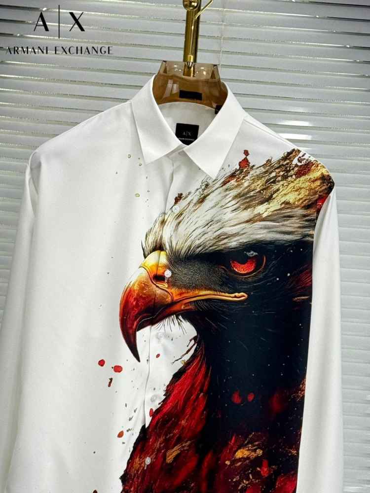 Armani Exchange White Premium Eagle Printed Quality Shirt-2
