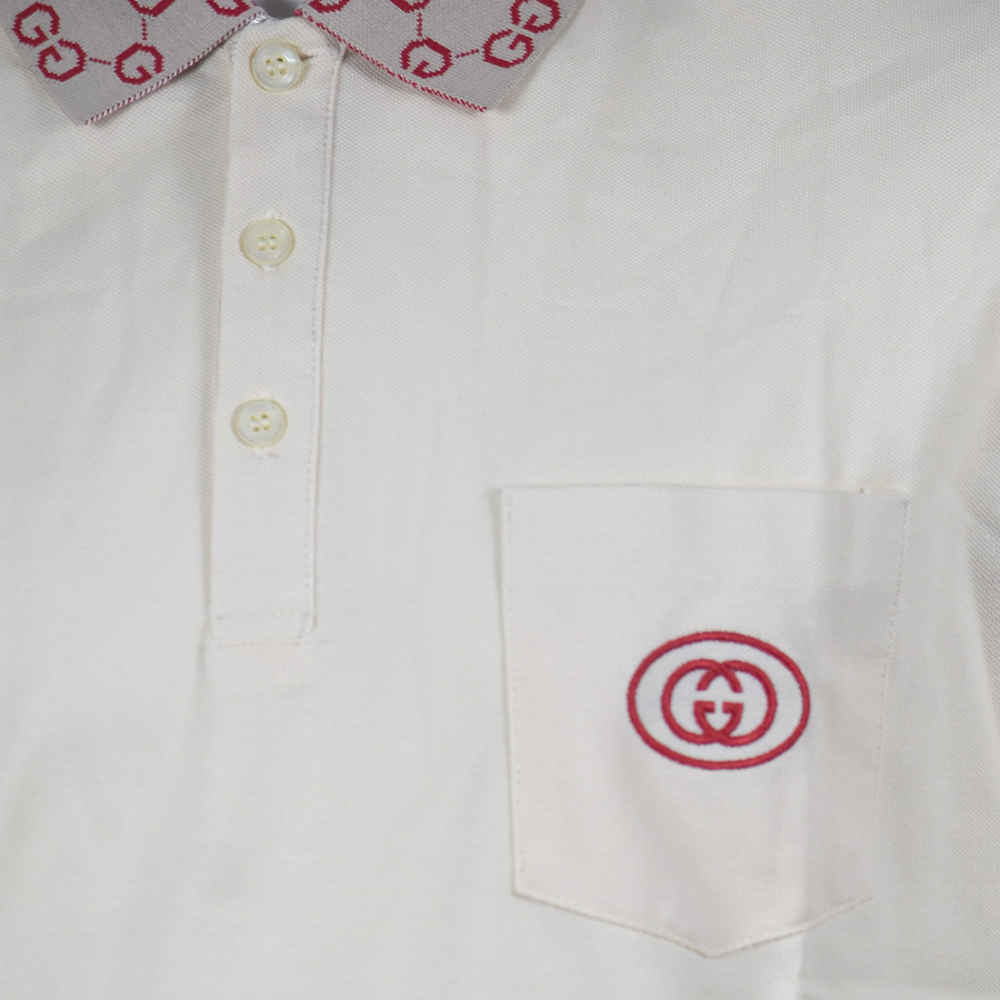 Gucci Embroidered White Premium Polo T-shirt-4