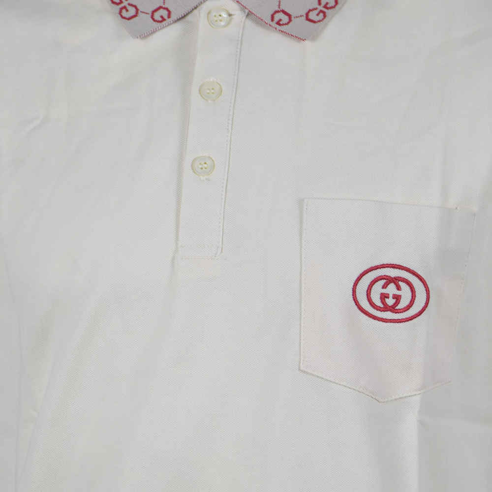 Gucci Embroidered White Premium Polo T-shirt-5