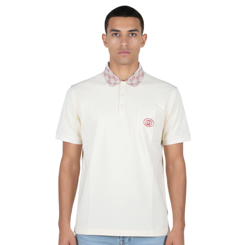 Gucci Embroidered White Premium Polo T-shirt-1