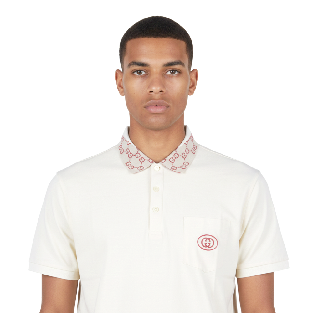 Gucci Embroidered White Premium Polo T-shirt-3