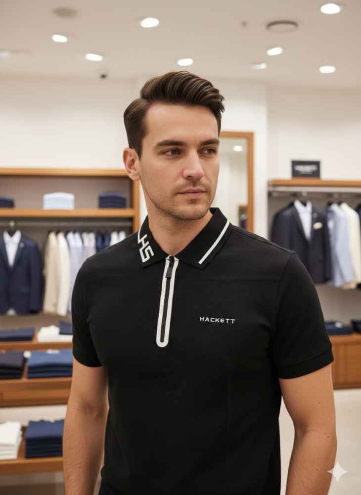 Hackett Black Premium Quality Polo T-shirt-thumb-2
