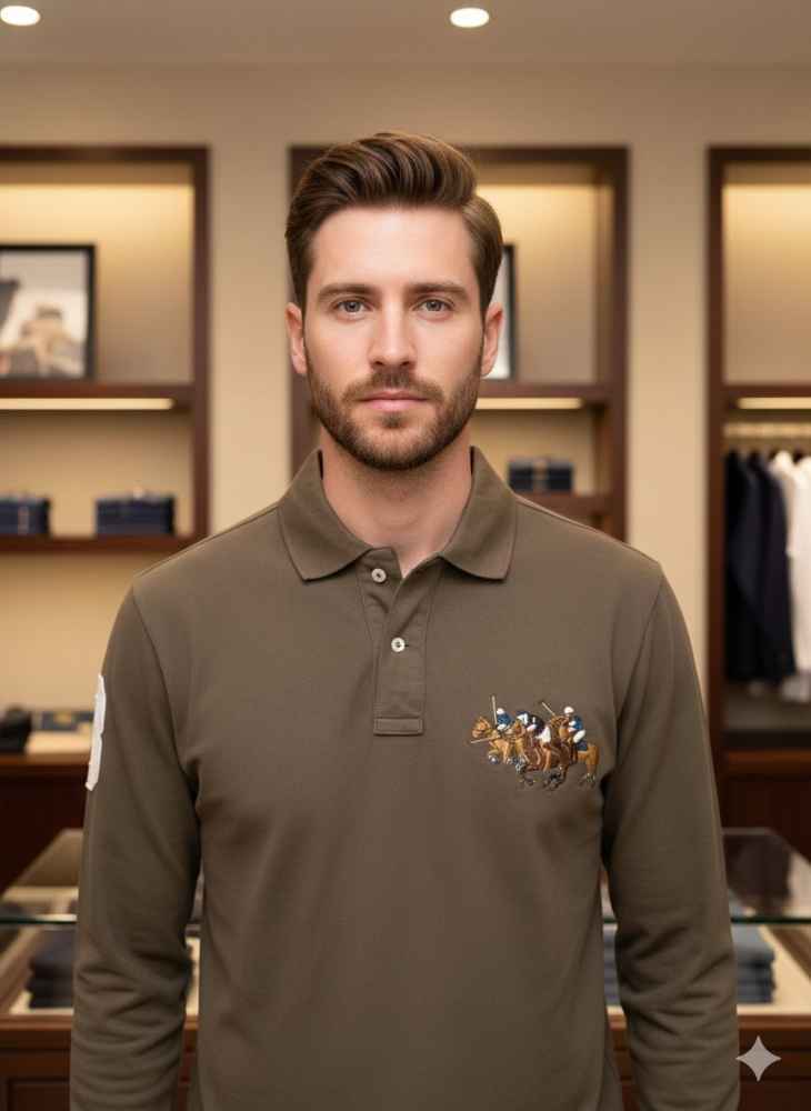 Ralph Lauren Brown Premium Collar T-shirt-1