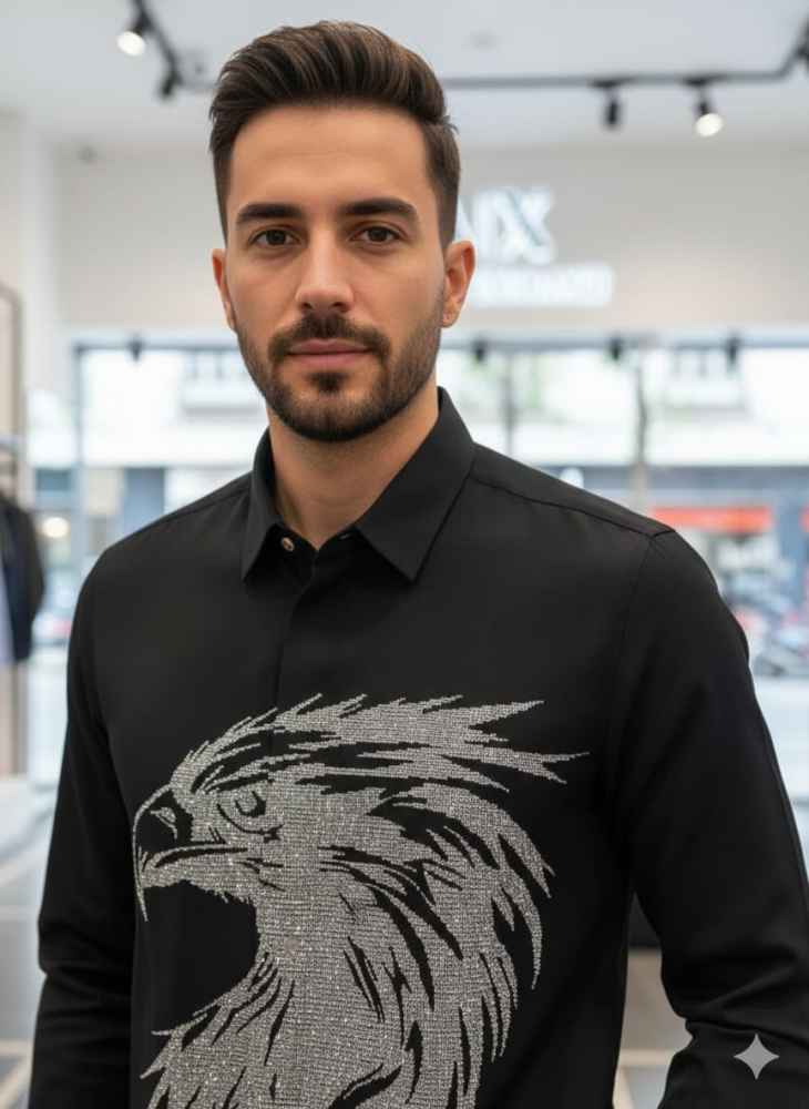Armani Exchange Black Premium Eagle Printed Quality Shirt-4