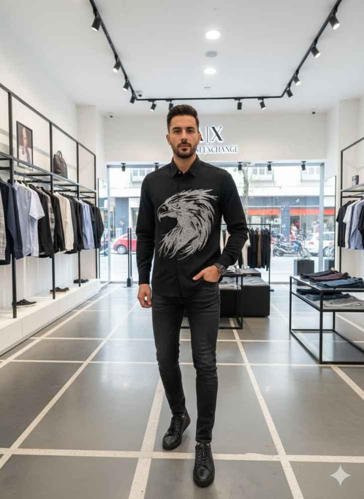 Armani Exchange Black Premium Eagle Printed Quality Shirt-1