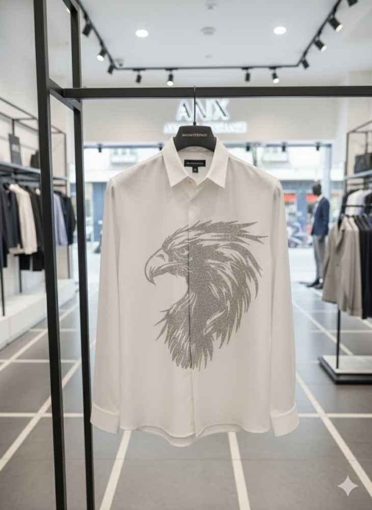 Armani Exchange White Premium Eagle Printed Quality Shirt-thumb-2