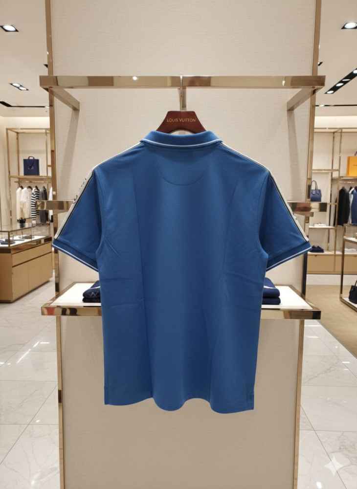 Louis Vuitton Blue Embroidery Logo Premium T-shirt-thumb-2