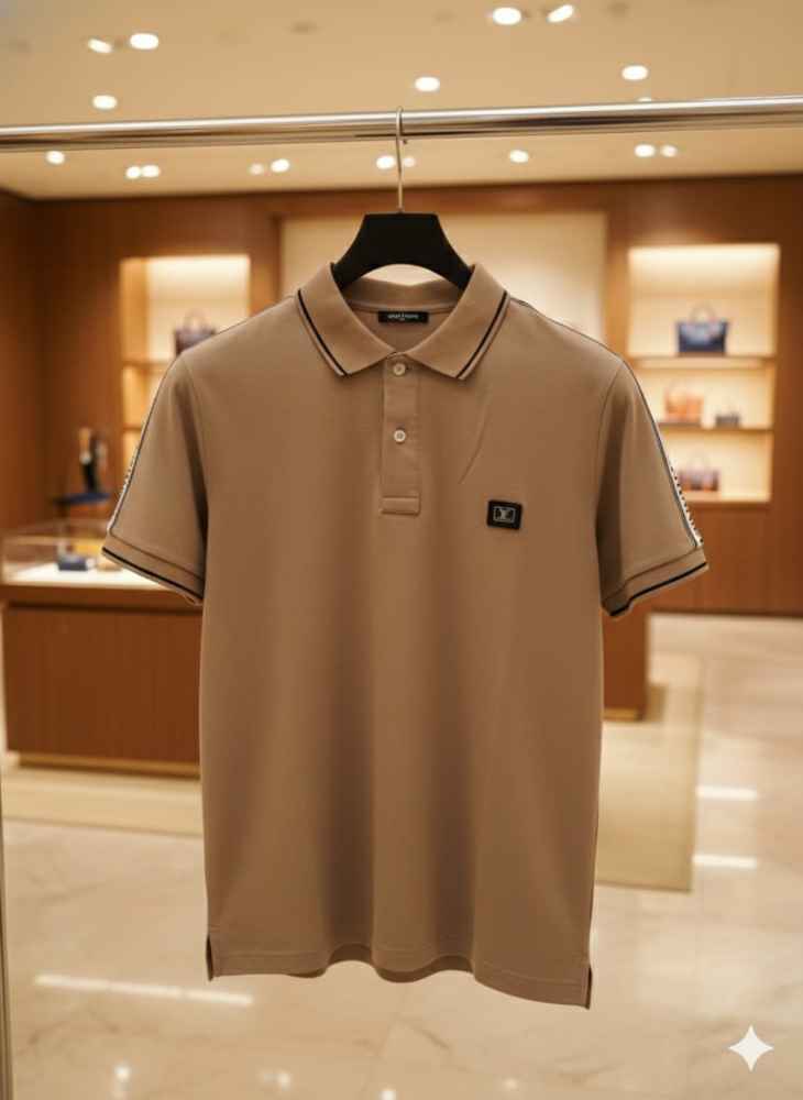 Louis Vuitton Brown Embroidery Logo Premium T-shirt-thumb-2