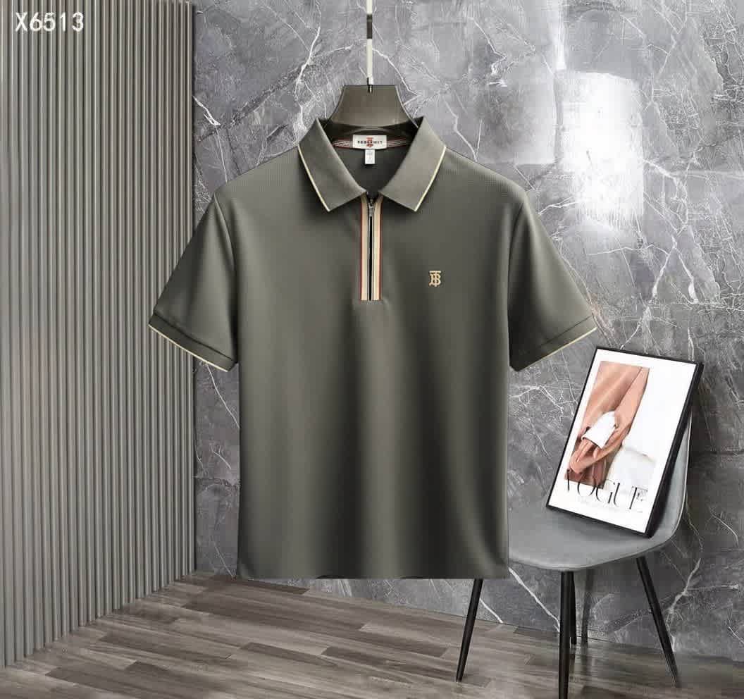Burberry Grey Premium Exclusive Polo T-shirt-thumb-0