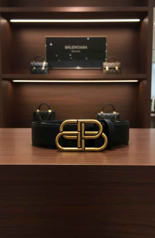 Balenciaga Black Premium Quality Leather Belt-thumb-0