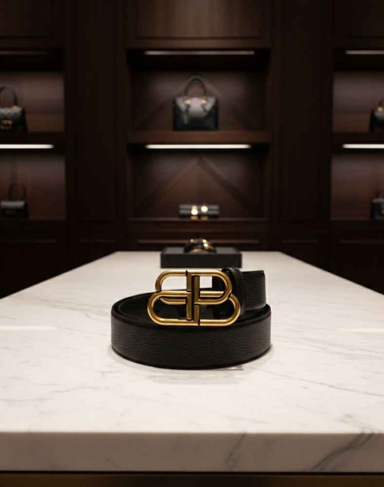 Balenciaga Black Premium Quality Leather Belt-thumb-1