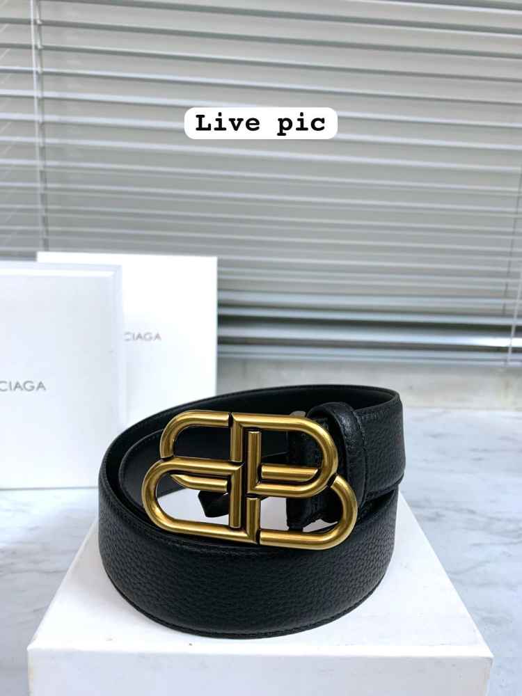 Balenciaga Black Premium Quality Leather Belt-thumb-5