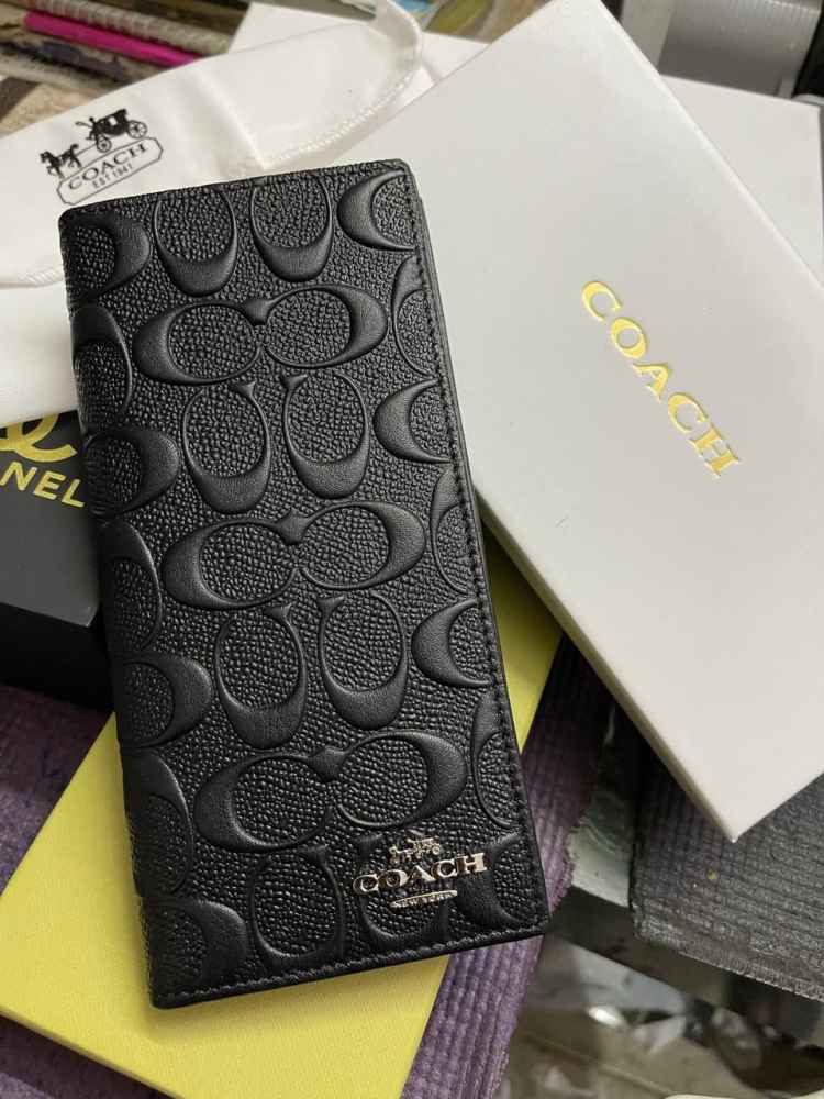 Coach Signature Canvas Black Long Wallet-thumb-0