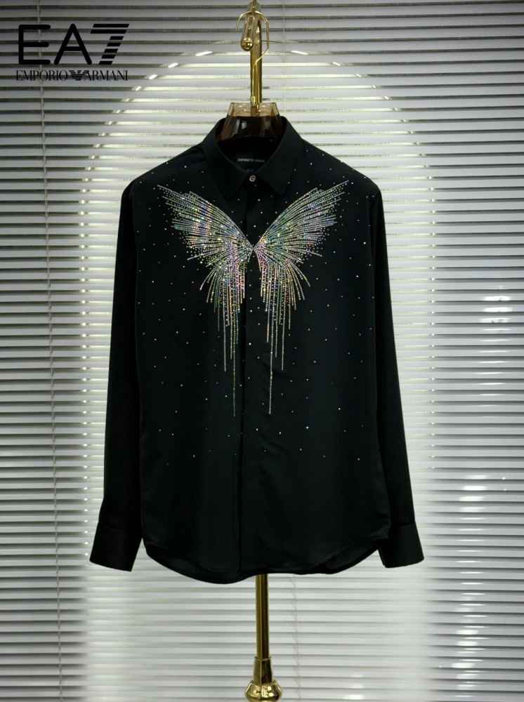 Emporio Armani butterfly Print Black Premium Shirt-thumb-0