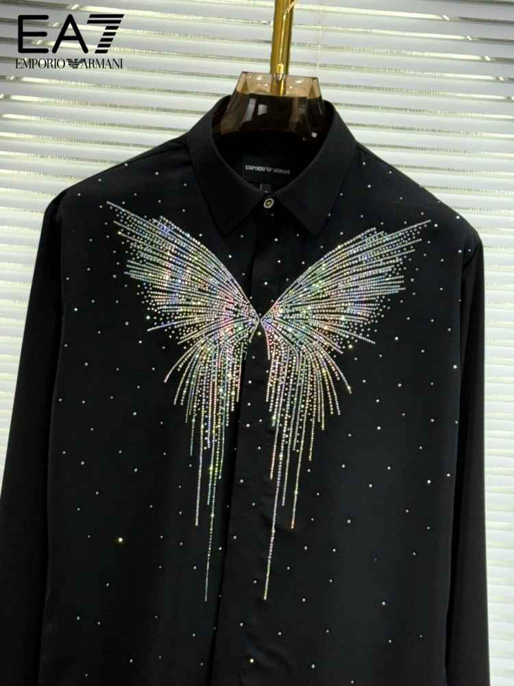 Emporio Armani butterfly Print Black Premium Shirt-thumb-1