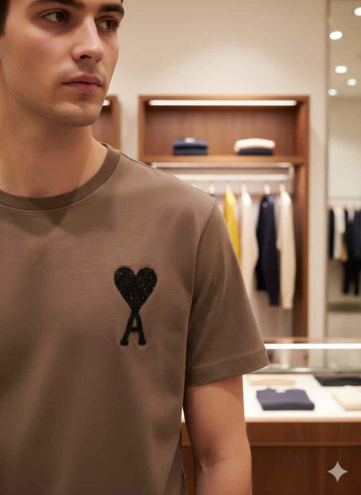 Ami Brown Premium Quality Heart Logo T-shirt-3