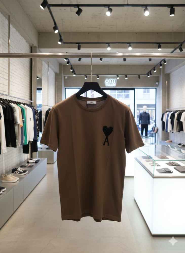 Ami Brown Premium Quality Heart Logo T-shirt-1