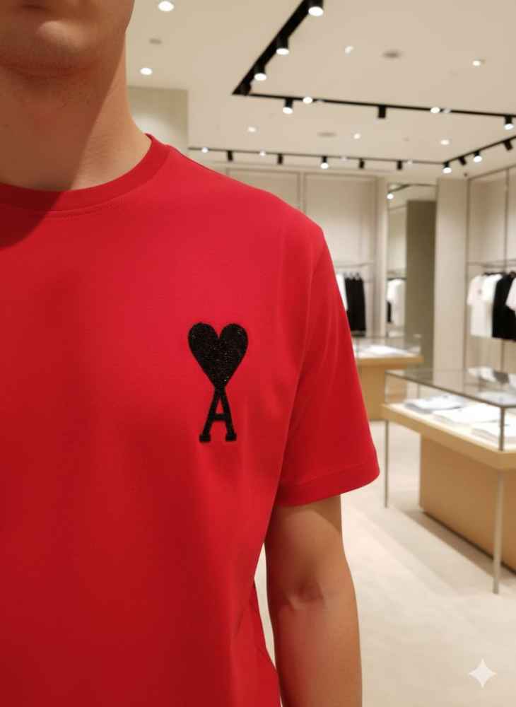 Ami Red Premium Quality Heart Logo T-shirt-4