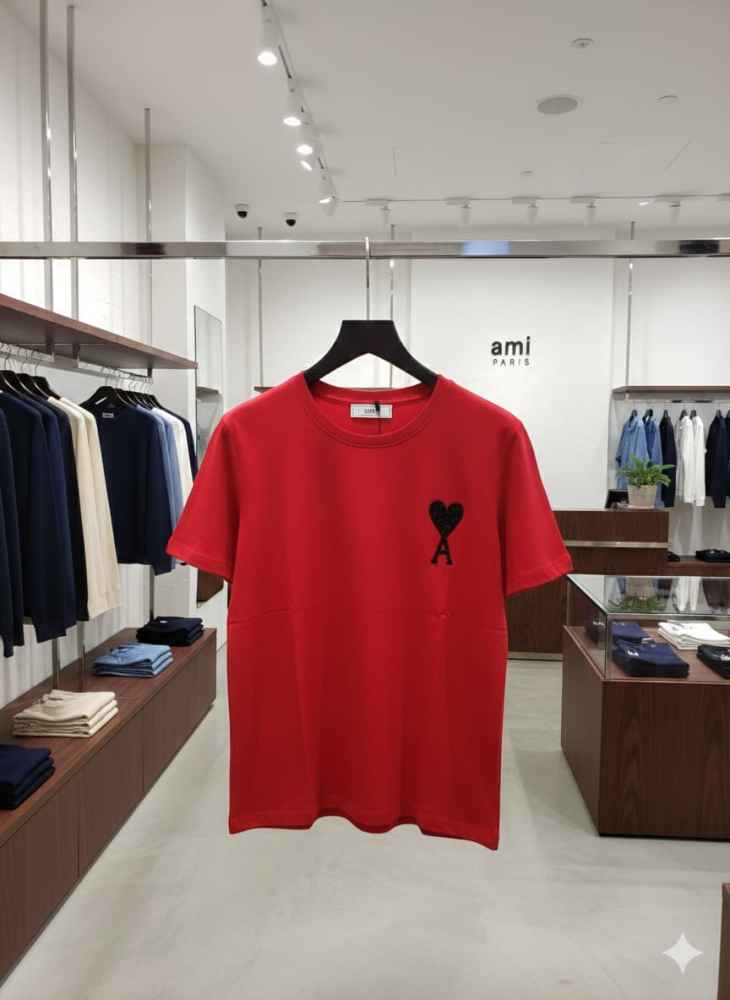 Ami Red Premium Quality Heart Logo T-shirt-2