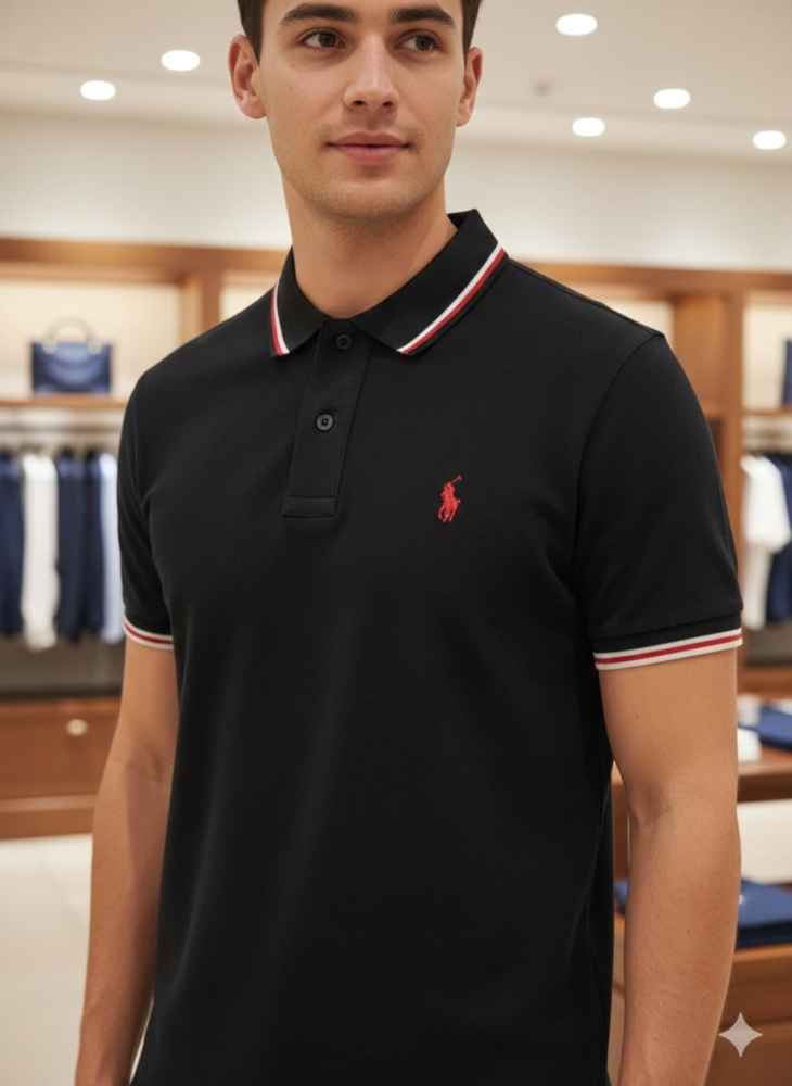 Ralph Lauren Black Premium Collar T-shirt-1