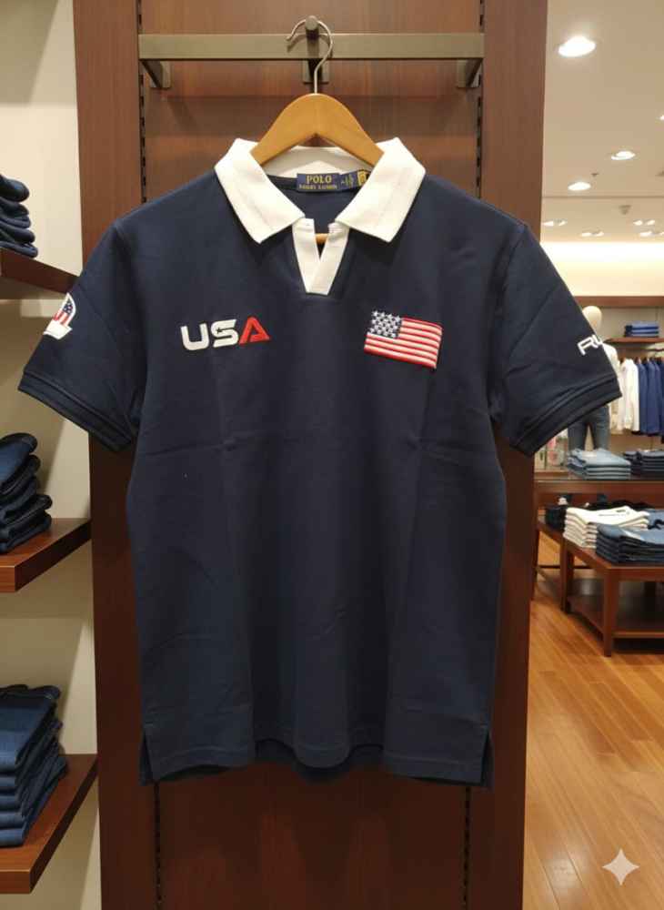 Ralph Lauren Blue Premium Collar T-shirt-3