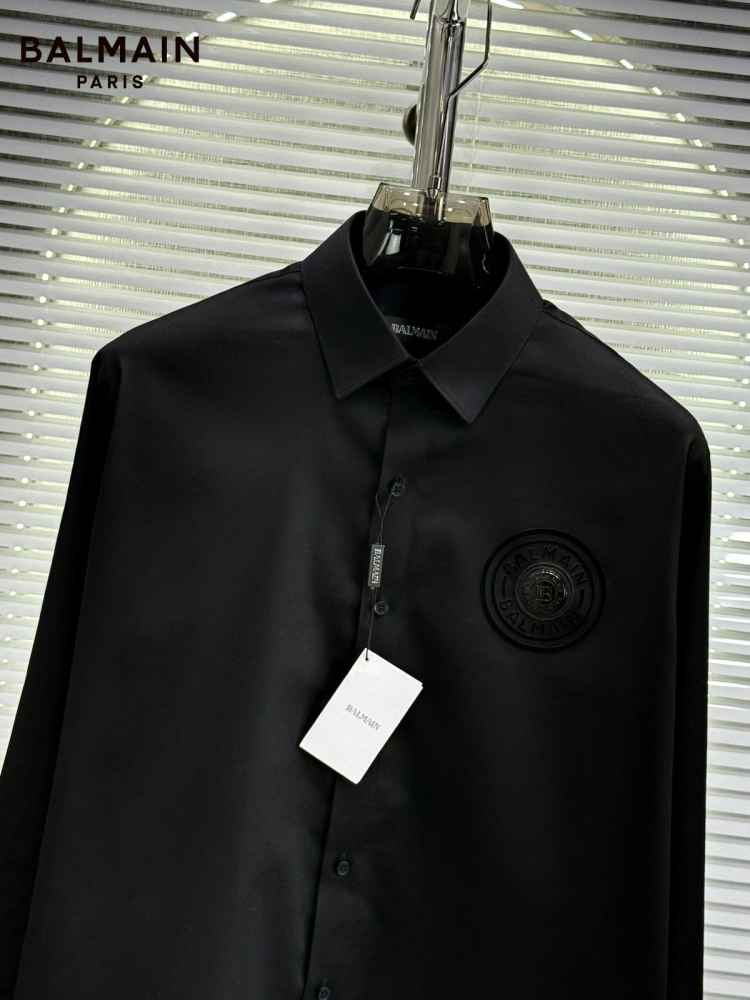Balmain Embroidered Black Premium Cotton Shirt-thumb-1