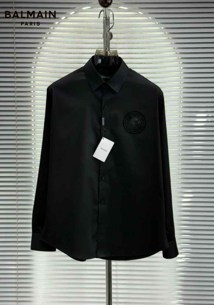 Balmain Embroidered Black Premium Cotton Shirt-thumb-0