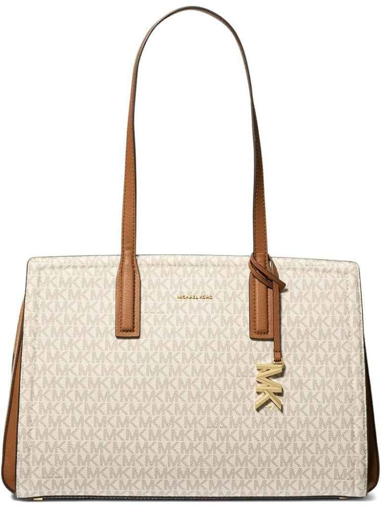 Michael Kors Logo Voyager White Tote Bag-thumb-0