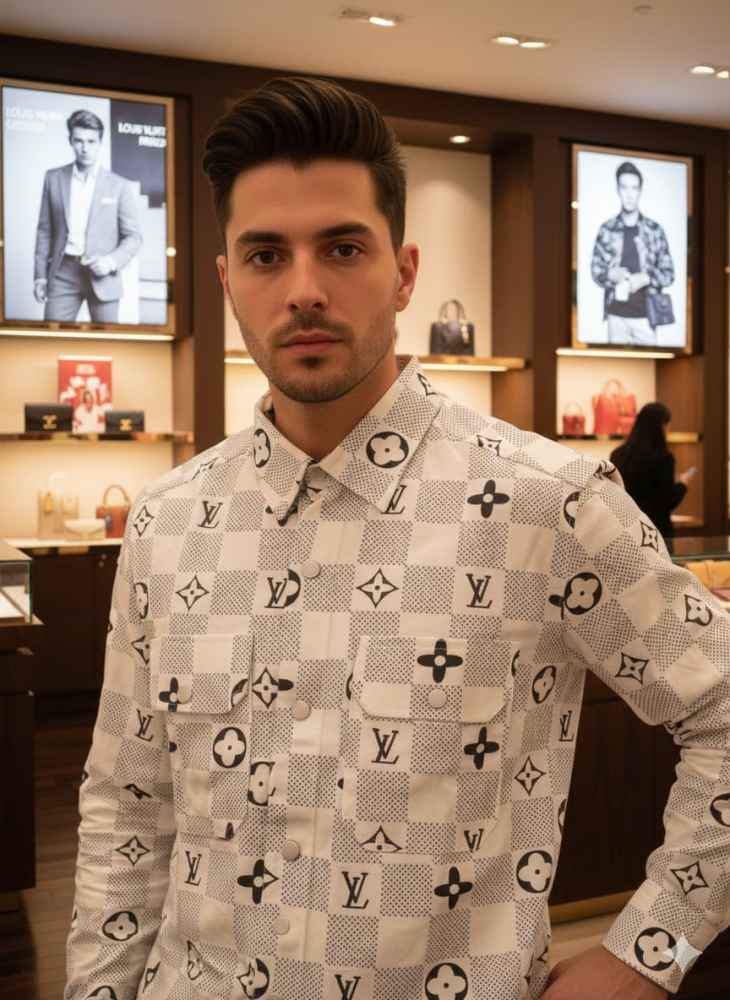 Louis Vuitton Monogram Cream Premium Cotton Shirt-3