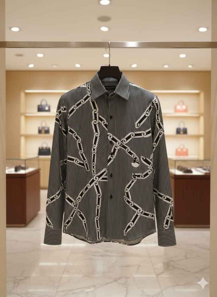 Louis Vuitton Monogram Black Premium Cotton Shirt-thumb-3