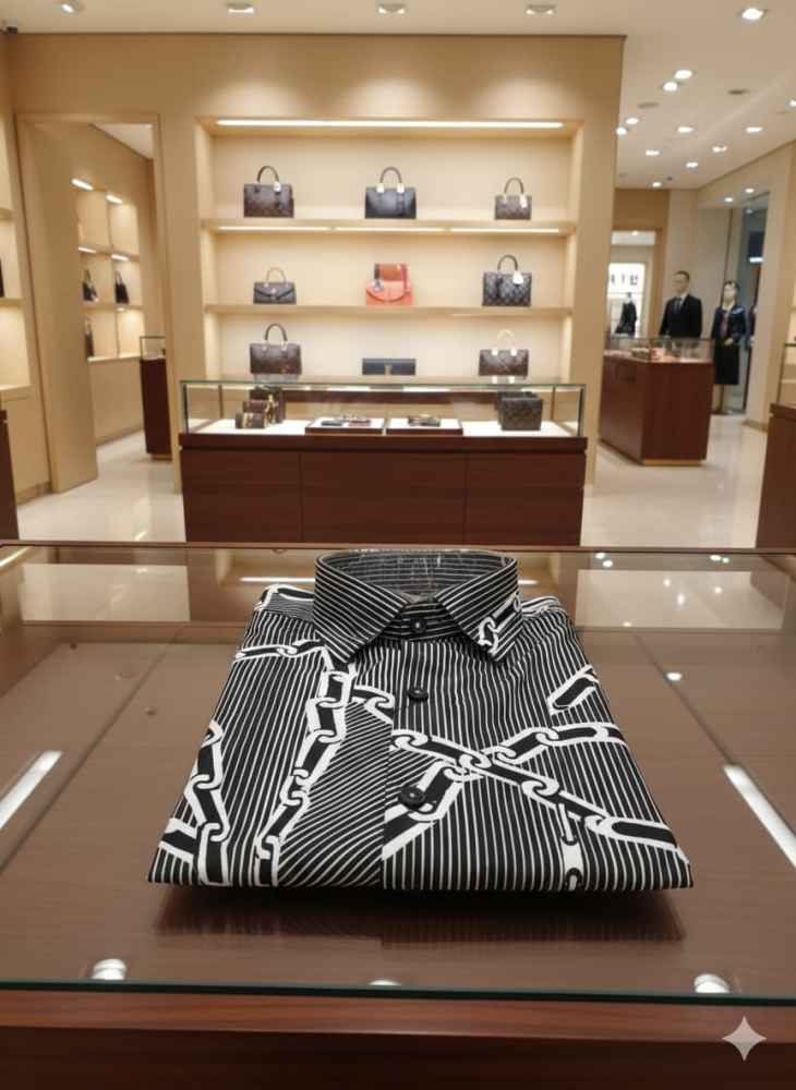 Louis Vuitton Monogram Black Premium Cotton Shirt-thumb-2