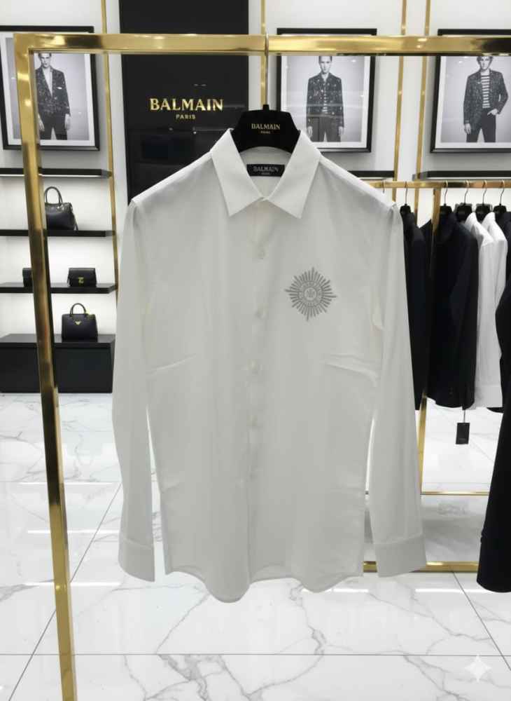 Balmain Embroidered White Premium Cotton Shirt-2