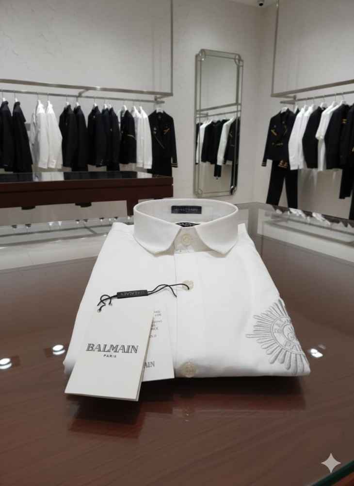 Balmain Embroidered White Premium Cotton Shirt-3