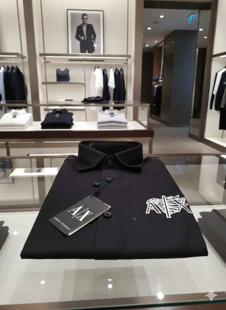 Armani Exchange Black Premium Quality Cotton Shirt-thumb-1