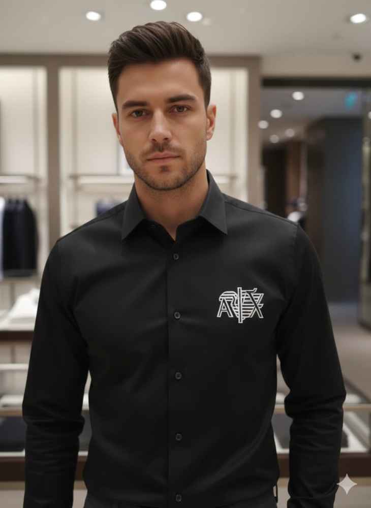 Armani Exchange Black Premium Quality Cotton Shirt-thumb-2