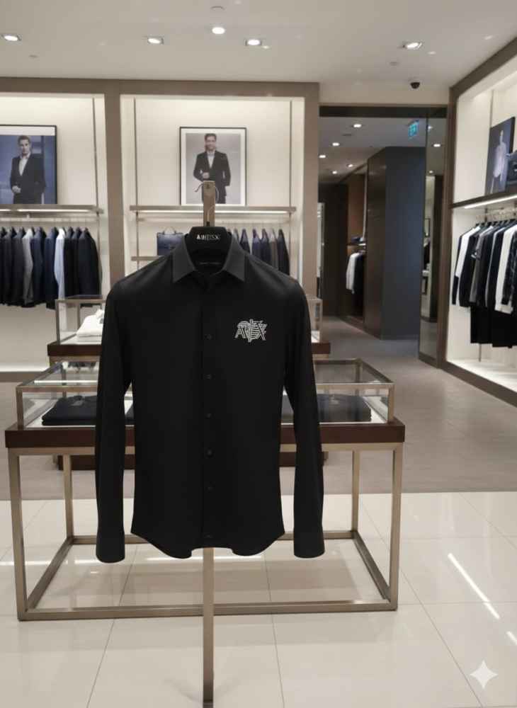 Armani Exchange Black Premium Quality Cotton Shirt-thumb-3