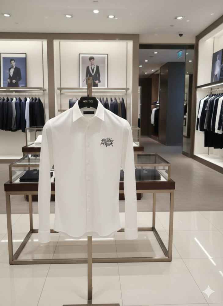 Armani Exchange White Premium Quality Cotton Shirt-thumb-3