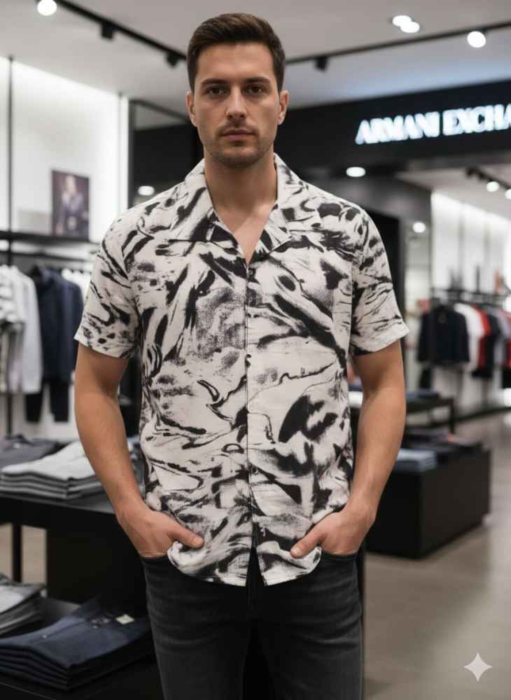 Armani Exchange Printed Premium Quality Short Sleeve Shirt-1