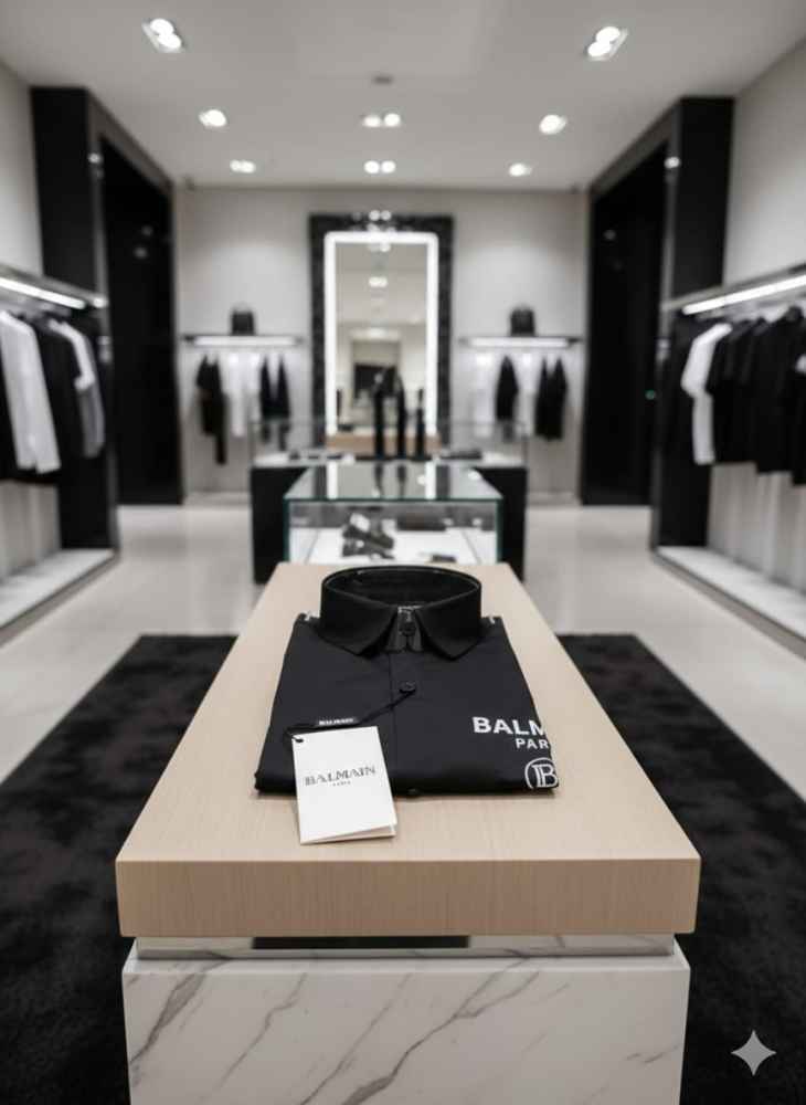 Balmain Embroidered Black Premium Cotton Shirt-2