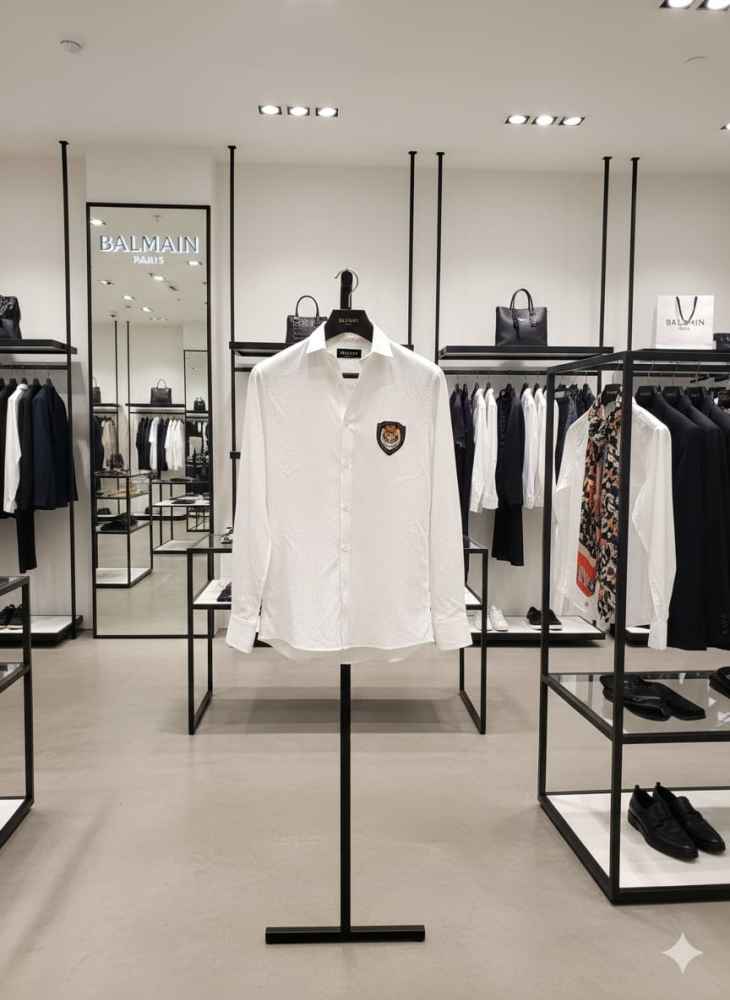 Balmain Embroidered White Premium Cotton Shirt-2